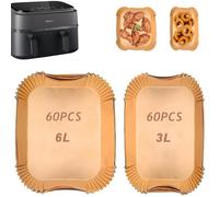 Fundas de papel para freidora de aire Philips Dual Basket Serie 3000 6L/3L, fundas de papel desechables para freidora de aire Philips Dual Basket Airfryer NA350/00 (120 unidades)