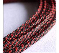 Fundas de PET de 10 m para cable expandible, trenzado plano, piel de serpiente, protector de cable duradero para varios tamaños de cable, 1 unidad (negro rojo, 16 mm)