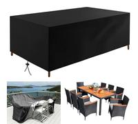 Fundas de piel de jardín impermeables de 175 x 70 x 80 cm, funda rectangular grande para mesa de patio, resistente al viento y anti-UV, protector de piel para exteriores, color negro