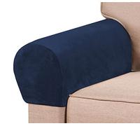 Fundas De Reposabrazos Elásticas Terciopelo con Reverso Adhesivo, Protectores Muebles Felpa For Sofás Y Sillas(Blue-a,4pcs)