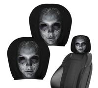 Fundas de reposacabezas de 2 piezas con estampado de rostros fantasma de Halloween