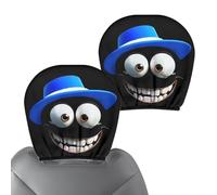 Fundas de reposacabezas para asiento de coche, 2 piezas, fundas para reposacabezas, decoración interior divertida, diseño de ojos de dibujos animados, para familia, coche, remolque, tractor, camión