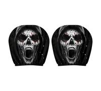 Fundas de reposacabezas para coche, juego de 2 fundas de asiento lavables de poliéster, decoración de Halloween con calavera aulladora | Divertido accesorio interior automotriz para sedán, camión,