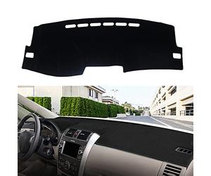 Fundas de Salpicadero Coche para Toyota Corolla E140 E150 2006 2007 2008 2009 2010 2011 2012 2013 Accesorios para Salpicaderos Cubierta de Salpicadero Alfombrilla Antideslizante,Black edge-Flannel