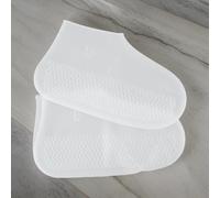 Fundas de silicona reciclables para botas con suela texturizada para días lluviosos, ciclismo, senderismo, color gris, talla L (blanco)
