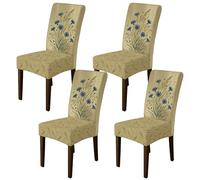 Fundas de silla de aciano para sillas de comedor, flores silvestres, flores silvestres, beige, elastano, detalles lavables, fundas de silla suaves, decoración para comedor, cocina, banquete, 4 piezas