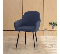 Fundas de Silla de Comedor con Brazos Elásticas, Cubiertas Ajustables con Respaldo para Salón Oficina Hogar Estilo Nórdico Moderno, Fácil Instalación(Navy Blue,6PCS)