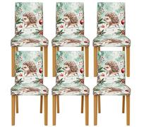 Fundas de silla de erizo para sillas de comedor, adorno navideño de bastón de caramelo de Navidad, elastano verde, lavable, extraíble, decoración para cocina, sala de estar, fiesta, 6 unidades