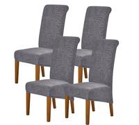 Fundas de Silla sobredimensionadas elásticas con Respaldo Alto para Comedor, Protectores de Asiento Extra Grandes extraíbles para Banquetes, Hotel, Cocina y Ceremonias,Gris Oscuro,4