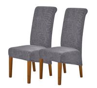 Fundas de Silla sobredimensionadas elásticas con Respaldo Alto para Comedor, Protectores de Asiento Extra Grandes extraíbles para Banquetes, Hotel, Cocina y Ceremonias,Gris Oscuro,2