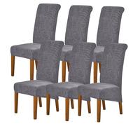 Fundas de Silla sobredimensionadas elásticas con Respaldo Alto para Comedor, Protectores de Asiento Extra Grandes extraíbles para Banquetes, Hotel, Cocina y Ceremonias,Gris Oscuro,6