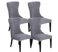 Fundas de Silla wingback Laterales elásticas para Comedor, Protectores de Asiento de Banquete Lavables extraíbles para decoración de Fiestas y Bodas,Gris Nuevo,4