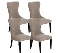 Fundas de Silla wingback Laterales elásticas para Comedor, Protectores de Asiento de Banquete Lavables extraíbles para decoración de Fiestas y Bodas,Caqui,4
