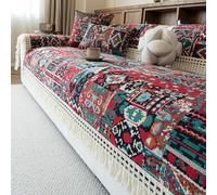 Fundas de sofá Bohemias para sofá de 2/3/4 Cojines, Protector de sofá Antideslizante de Chenilla con Flecos, Funda Decorativa Resistente a los arañazos Style-B 45x45cmPillowCase