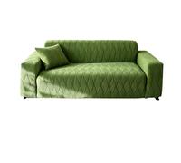 Fundas de sofá de Alta Elasticidad, 3 plazas, súper Suaves, Elegantes, Estilo Minimalista, Terciopelo Jacquard, Felpa, Antideslizantes, Lavables, a Prueba de arañaz Verde Quadruple Seat [235cm-300cm]