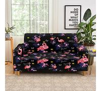 Fundas de sofá de alta elasticidad para 1/2/3/4 plazas, colección Flamingo 3D, protector de sofá suave, elástico, antideslizante, lavable, para niños y mascotas (3 plazas, diseño de hojas)