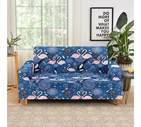 Fundas de sofá de alta elasticidad para 1/2/3/4 plazas, colección Flamingo 3D, suave, elástica, antideslizante, lavable, funda universal para niños y mascotas (3 plazas, diseño de hojas)