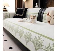 Fundas de sofá de Chenilla, en Forma de L/U, Antideslizantes y Lavables para Todas Las Estaciones, Protectores de Muebles Gruesos Aptos para Mascotas Green 90x120cm/35.43x47.24in