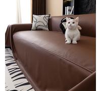 Fundas de sofá de cuero suave e impermeables de alta calidad, fundas gruesas de color sólido, antideslizantes, protectores de muebles antiarañazos para muebles de 1 a 5 plazas, color marrón, 180 x 150