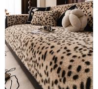 Fundas De Sofá De Terciopelo con Estampado De Leopardo, 1 Unidad, Funda De Sofá Seccional De Piel Sintética, Protector Antideslizante para Muebles para Perros Y Gatos, Brown 27.56x27.56in