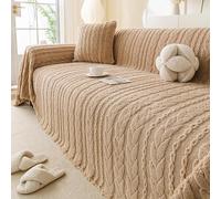 Fundas de sofá de terciopelo de algodón suave, totalmente ajustadas, antideslizante, para sofá en forma de L, protector de muebles lavable para 2/3/4 plazas, curry claro, 180 x 230 cm