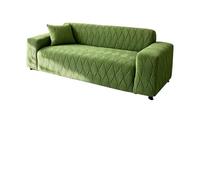 Fundas de sofá de Terciopelo Fundas de sofá elásticas Gruesas de 3 plazas Estilo Minimalista Protector de cojín Grueso de Felpa de Terciopelo Jacquard Antideslizant Verde Quadruple Seat [235cm-300cm]