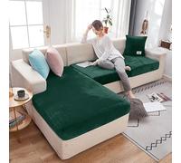 Fundas de sofá de terciopelo para chaise longue, funda de cojín para sofá en forma de L, funda de sofá chaise longue para sofá de 1, 2 o 3 cojines, protector de muebles (verde oscuro, loveseat (2 piez