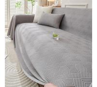 Fundas de sofá for sofá de 3 Cojines, Funda de sofá refrescante de Verano, Funda Protectora de sofá Lavable for Muebles, Manta Suave con Borla for Sala de Estar(Gris,210X380CM)
