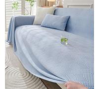 Fundas de sofá for sofá de 3 Cojines, Funda de sofá refrescante de Verano, Funda Protectora de sofá Lavable for Muebles, Manta Suave con Borla for Sala de Estar(Azul,210X420CM)
