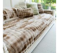 Fundas de sofá Gruesas de Felpa, cobertores Modernos de Franela Tie-Dye Antideslizantes para Esquinas de sofá de 3, 2 y 4 plazas, Lavables, Protector de Muebles para masc Brown 90x180cm/35.43x70.87in