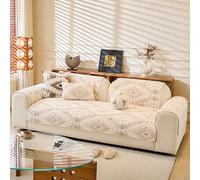 Fundas de Sofá Peluche Antideslizantes, Fundas de Sofá en Forma de L de 2, 3 y 4 plazas, Lavables a máquina, para Sala de Estar y decoración del hogar(Beige,110x160cm)