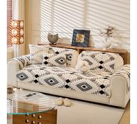 Fundas de Sofá Peluche Antideslizantes, Fundas de Sofá en Forma de L de 2, 3 y 4 plazas, Lavables a máquina, para Sala de Estar y decoración del hogar(Negro,110x180cm)