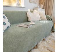 Fundas De Sofá Toalla De Sofá Chenille Color Sólido Sofás Protector Manta para 2 3 4 Plazas Moderno Universal Cubre Sofas De Tela para Sillón Y Cama Cuatro Estaciones-Green||180 * 230cm