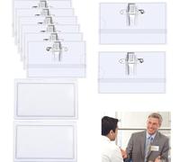 Fundas de Tarjetas de Identificación,10 Piezas Porta Tarjetas De PVC,con Clip y Pin,Horizontal Porta Nombres,para Escuelas,Exposiciones,Conferencias,90 x 56 mm