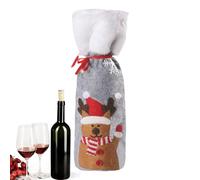 Fundas de tela para botellas de vino de Navidad, decoración navideña, reutilizable, con un cordón, fundas para botellas de vino de, para bodas, cumpleaños, de Año Nuevo, reunión, Wapiti