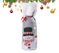 Fundas de tela para botellas de vino de Navidad, decoración navideña, reutilizable, con un cordón, fundas para botellas de vino de, para bodas, cumpleaños, de Año Nuevo, reunión, Muñeco