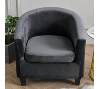 Fundas de terciopelo elástico para sillón, 2 piezas, protector de silla con funda de cojín para comedor, sala de estar, oficina, maquillaje, gris, elegante, duradero, fácil de cuidar