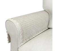 Fundas de terciopelo para reposabrazos de sofá, 2 fundas antideslizantes de encaje para reposabrazos y respaldo para sillón de mascotas y sofá biplaza reclinable (28 x 24 pulgadas, beige)