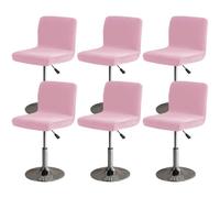 Fundas De Terciopelo Suave For Taburetes De Bar con Respaldo, Paquete De 4 For Sillas De Respaldo Medio-bajo (Asiento De 38 A 48 Cm), Fundas Elásticas For Comedores Y Bodas.(Pink,6 pcs)