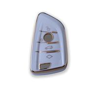 Fundas de TPU para Claves de Coche RUXYAXFOL, compatibles con BMW M3, M4, X1, X2, X3, X4, X5, X6, Z4, y Series BMW 1/2/3/4/5, Fundas Inteligentes para Claves de Coche, 2 Unidades, Blanco-Oro