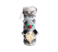 Fundas de vino de Navidad, lindo gnomo para botella de champán, bolsa de vino de Navidad, gnomos suecos Tomte, bonitas fundas para botellas de vino para mesa de Navidad, Gray, 1 count (Pack of 1