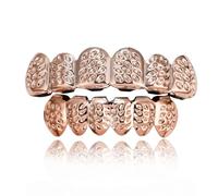 Fundas Dentales Tipo Grillz con Corte en D, Compatibles con Grillz Superiores e Inferiores Chapados en Oro Estilo Hip Hop Fiestas y DecoracióN(Pink)