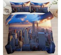 Fundas Edredón 3 Piezas 180 x 220 cm Fotografía Surrealista De La Ciudad Al Atardecer De Dos Caras Estampada Juego De Cama, Microfibra Suave Incluye 1 Funda Nórdica con 2 Funda de Almohada 50x75 cm