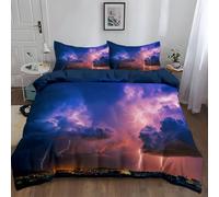 Fundas Edredón 3 Piezas 180 x 220 cm Surrealismo Relámpagos En El CieloAzul TintaEstampada Juego De Cama, Microfibra Suave Incluye 1 Funda Nórdica con 2 Funda de Almohada 50x75 cm