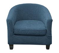 Fundas Elásticas de 2 Piezas para Sillones Tipo Barril Fundas para Sillones Tipo Bañera Fundas Antideslizantes para Sillones con Estampado de Hojas Protector de Muebles para Sala de Estar Azul Marin