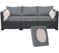 Fundas elásticas de cojín para asiento de sofá al aire libre, fundas de color sólido para muebles de patio, protector de sofá elástico de poliéster, funda de sofá de repuesto lavable para uso en