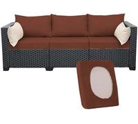Fundas elásticas de cojín para asiento de sofá al aire libre, fundas de color sólido para muebles de patio, protector de sofá elástico de poliéster, funda de sofá de repuesto lavable para uso en