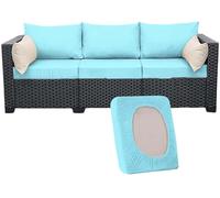 Fundas elásticas de cojín para asiento de sofá al aire libre, fundas de color sólido para muebles de patio, protector de sofá elástico de poliéster, funda de sofá de repuesto lavable para uso en