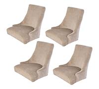 Fundas elásticas de elastano para sillas con respaldo de alas extraíbles, 4 unidades, color arena para una fácil actualización de la decoración del hogar