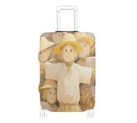 Fundas elásticas grandes para maletas, fundas a prueba de polvo para maletas, protector de equipaje, para equipaje de 45,7 a 81,3 cm, Hello Fall Autumn Espantapájaros amarillo, L 26-28 in